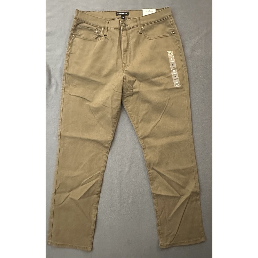 Lucky Brand 410 Athletic Straight Advanced Stretch Mens Brown Pants 34x30 New